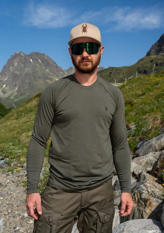 Merino Nomad Longsleeve Grün - superfine 100 % Merinowolle - Herren - ArmyBug