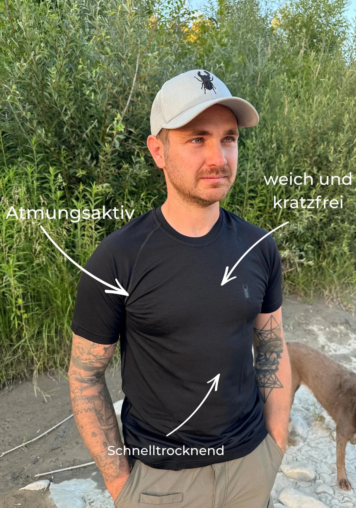 Merino Nomad T-Shirt Schwarz - superfine 100 % Merinowolle - ArmyBug